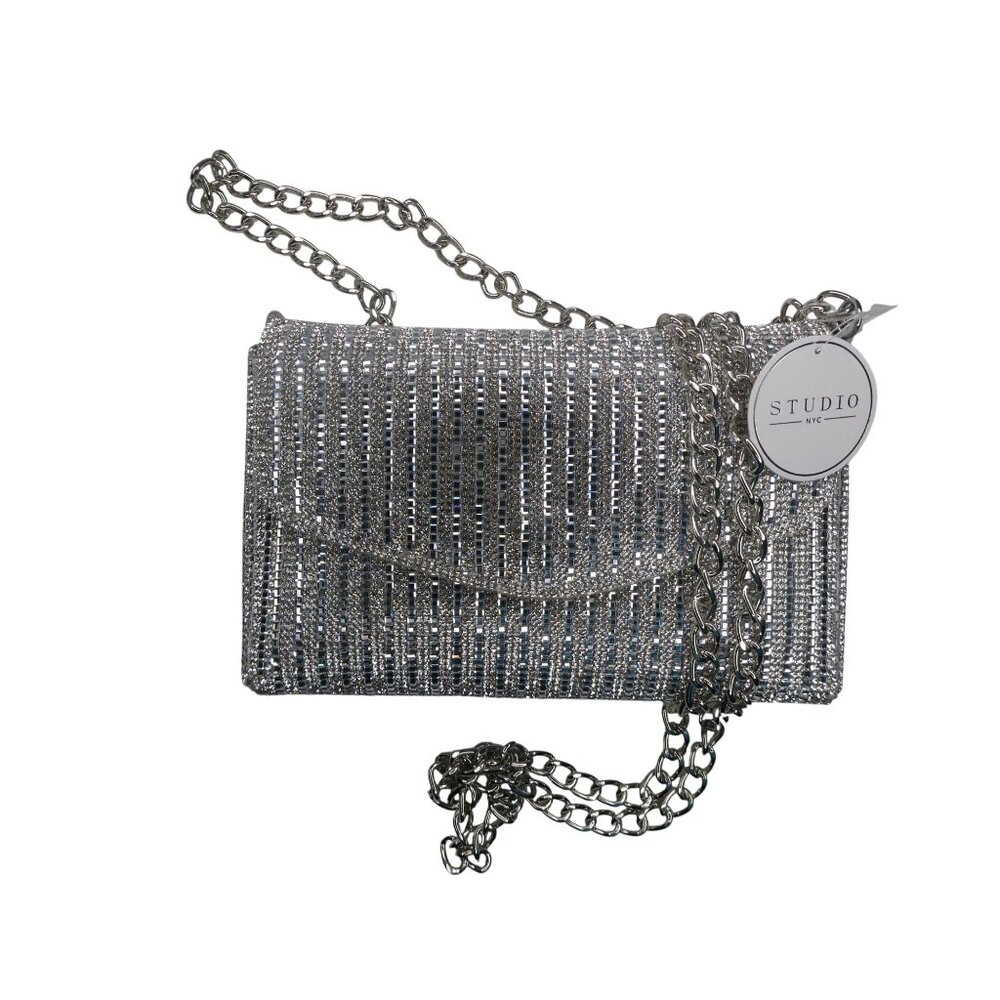 Studio‎ NYC Silver Rhinestone Crossbody with Chain